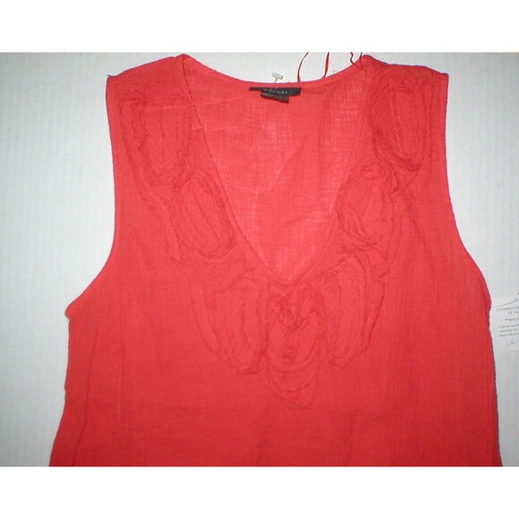 New Natori Sleeveless Maxi Night Gown Dress Embroidered Womens XS Red Orange - Picture 3 of 10